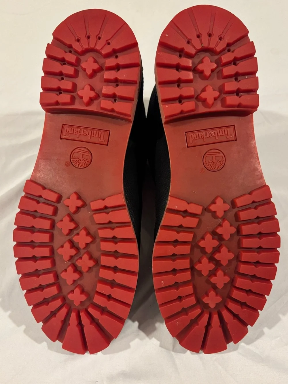 Timberland Premium 6 Inch Waterproof Boots Helcor Leather Black Red Bottoms 11.5